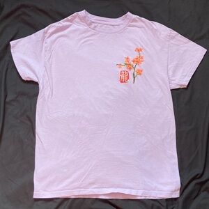 Bowery Supply Co. Light Purple Cherry Blossom Chinese Character Tee Shirt Size M